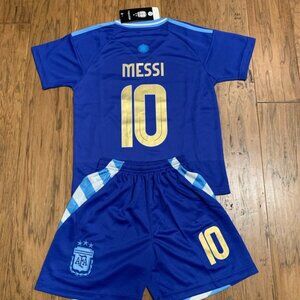 Large Messi Youth Barcelona Soccer Jersey Kit Kids
